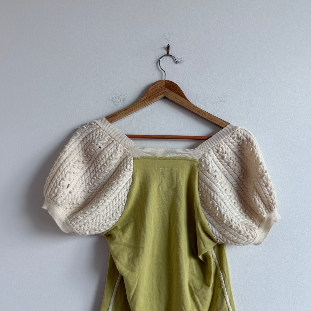 Anthropologie C. Keer Cotton and Wool Puff Sleeve T-Shirt Size Small - Picture 10 of 11